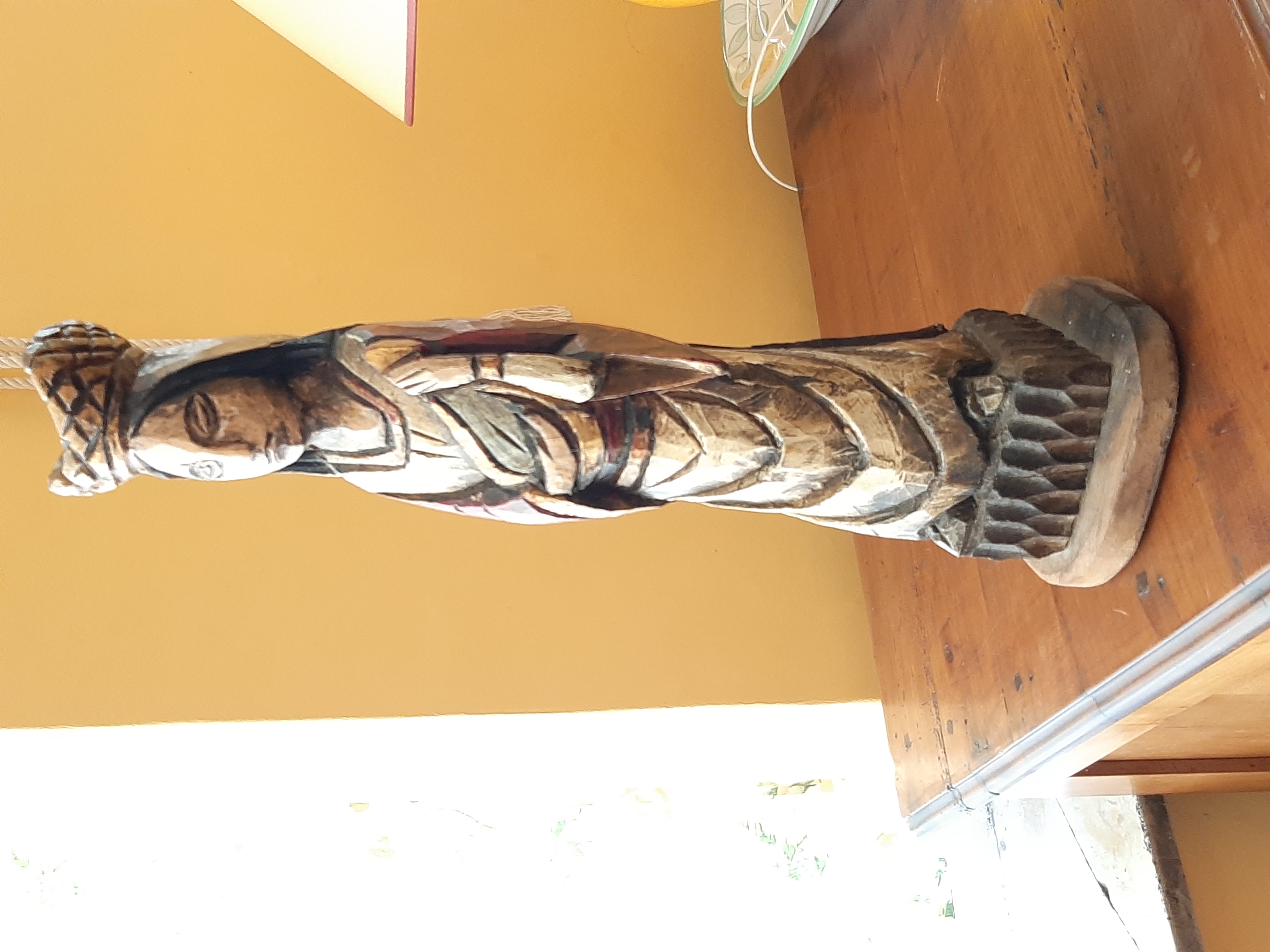 statue de sainte cécile en bois  polychromée