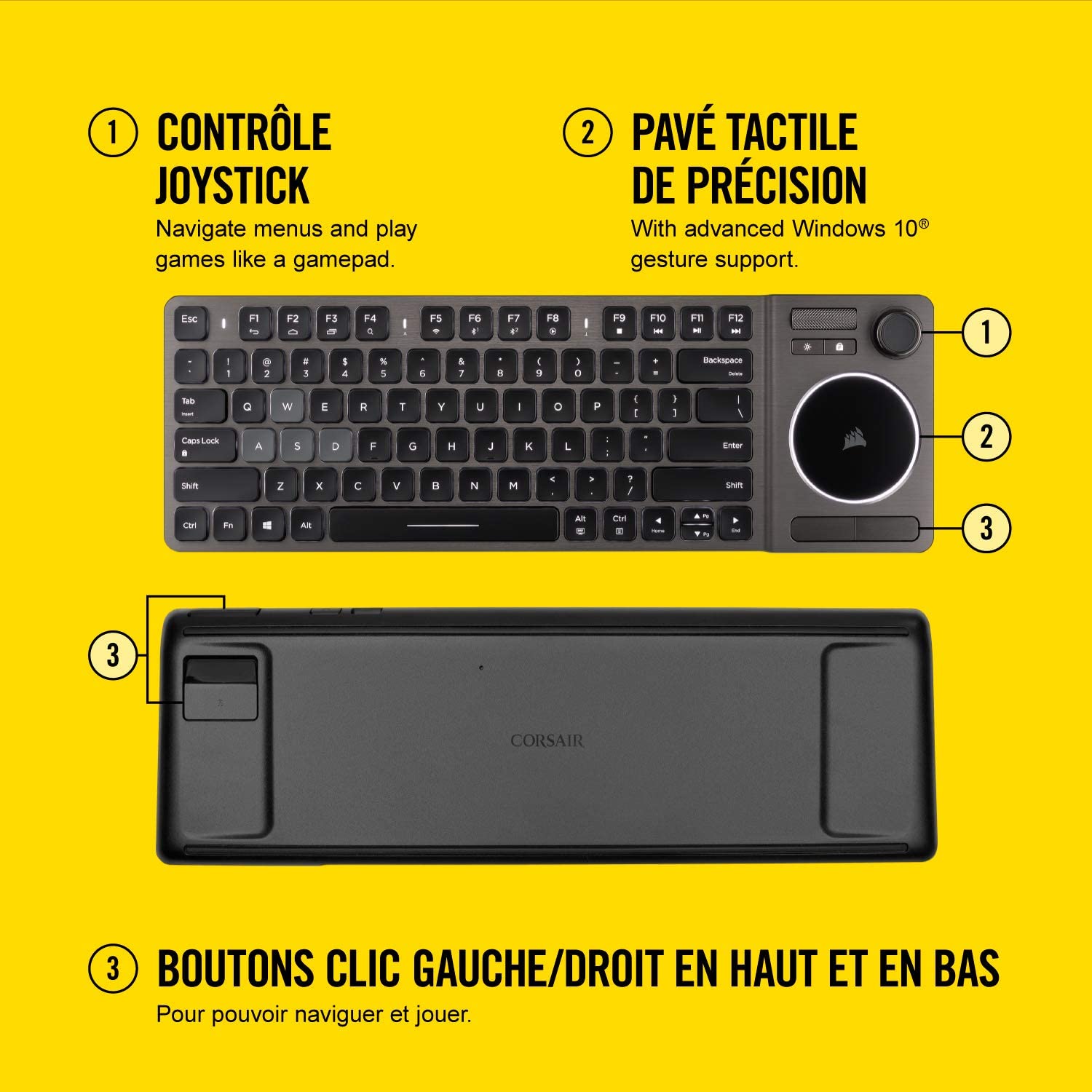 Clavier Corsair K83 AZERTY bluetooth 2.4Ghz rétroéclairé 