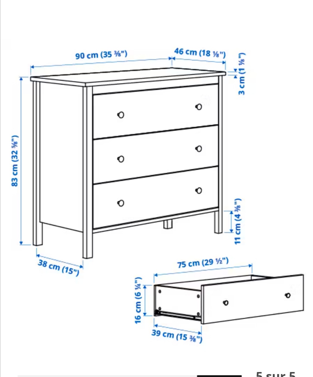 Commodes 3 tiroirs